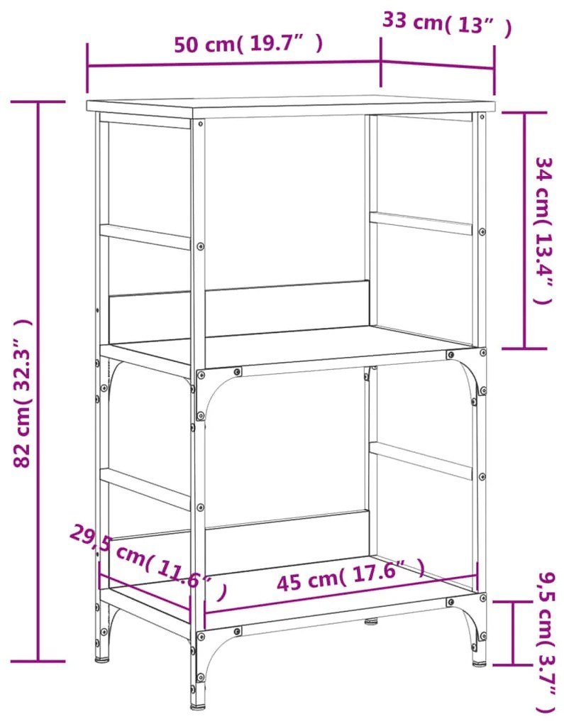 Βιβλιοθήκη Μαύρη 50 x 33 x 82 εκ. από Επεξεργασμένο Ξύλο - Μαύρο