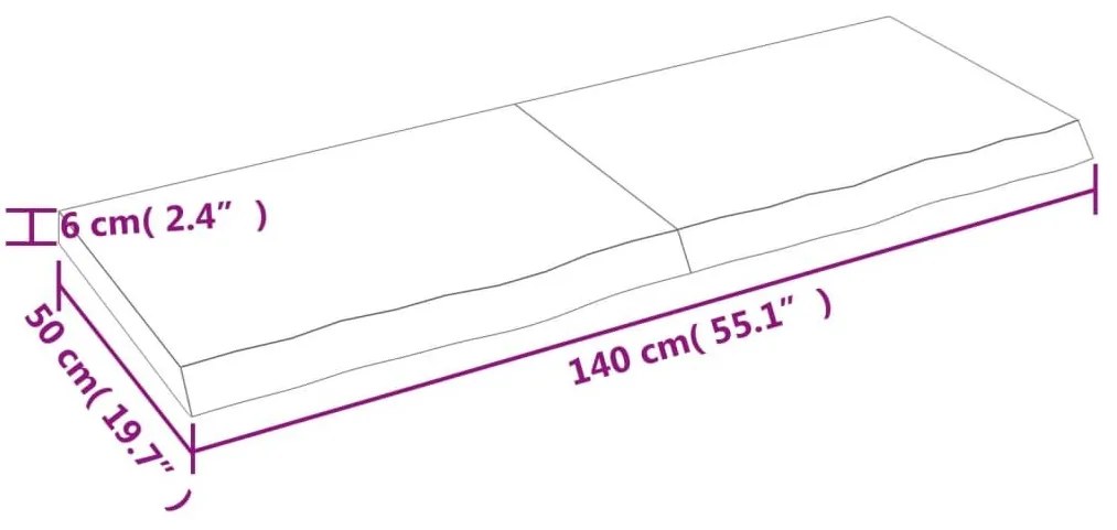 Επιφ Τραπεζιού Αν Καφέ 140x50x(2-6)εκ. Επεξ. Μασίφ Ξύλο Δρυός - Καφέ