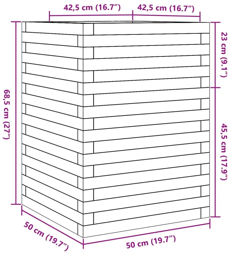 Ζαρντινιέρα 50x50x68,5 εκ. Εμποτισμ. Ξύλο Πεύκου - Καφέ