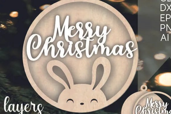 Σετ των 3 Intra απο ξύλο plywood 3mm-4mm πάχος Χριστουγεννιάτικο λαγουδάκι Παιχνίδι με λέιζερ Δίασταση 8x8 cm INTRAFABR-107023684