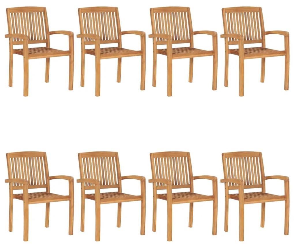 3073209 vidaXL Καρέκλες Κήπου Στοιβαζόμενες 8 τεμ. από Μασίφ Ξύλο Teak Καφέ, 1 Τεμάχιο
