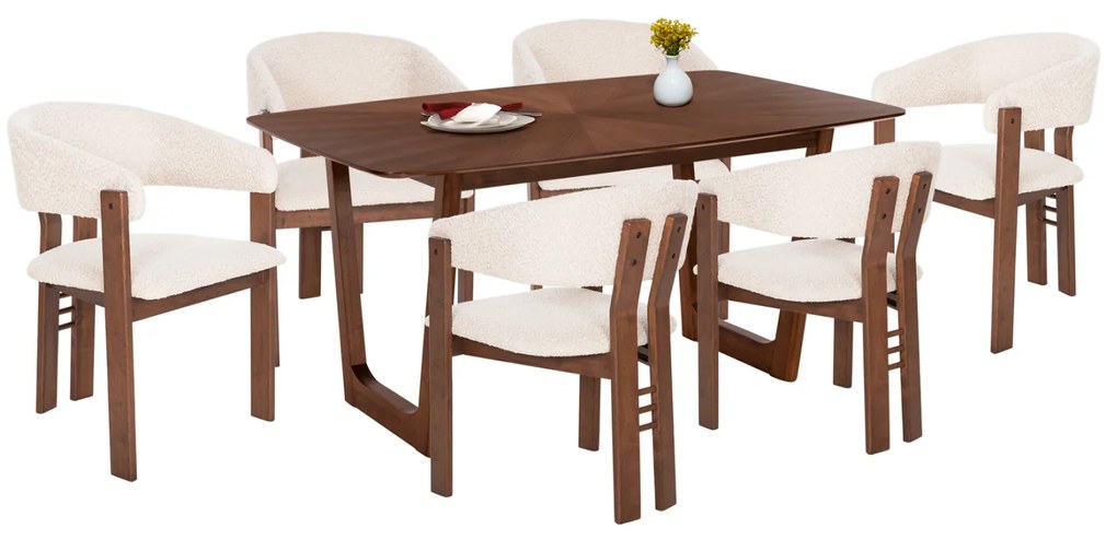 ΣΕΤ ΤΡΑΠΕΖΑΡΙΑΣ 7ΤΜΧ ZARRA HM21338.01 ΤΡΑΠΕΖΙ ΑΠΟ MDF--ΚΑΡΕΚΛΕΣ ΜΕ ΜΠΟΥΚΛΕ ΥΦΑΣΜΑ