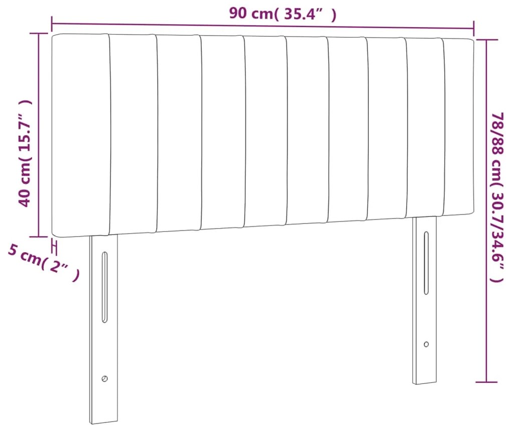 vidaXL Κεφαλάρι Κρεβατιού LED Μαύρο 90x5x78/88 εκ. Υφασμάτινο