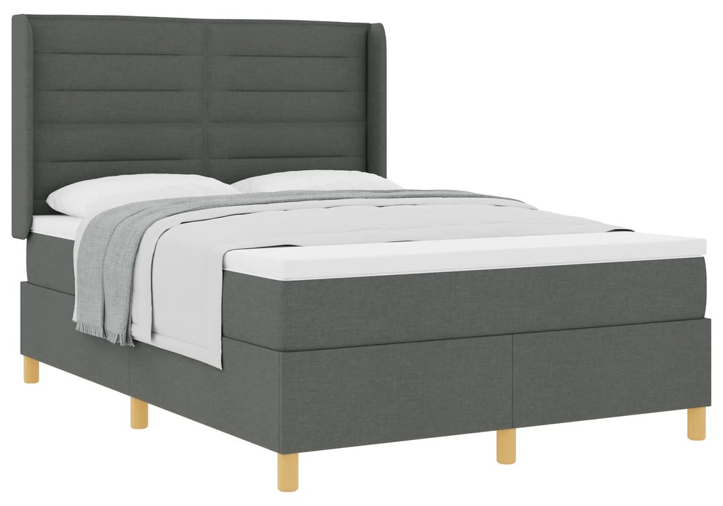 vidaXL Κρεβάτι Box Spring με Στρώμα Σκούρο Γκρι 160x200 εκ. Υφάσματος