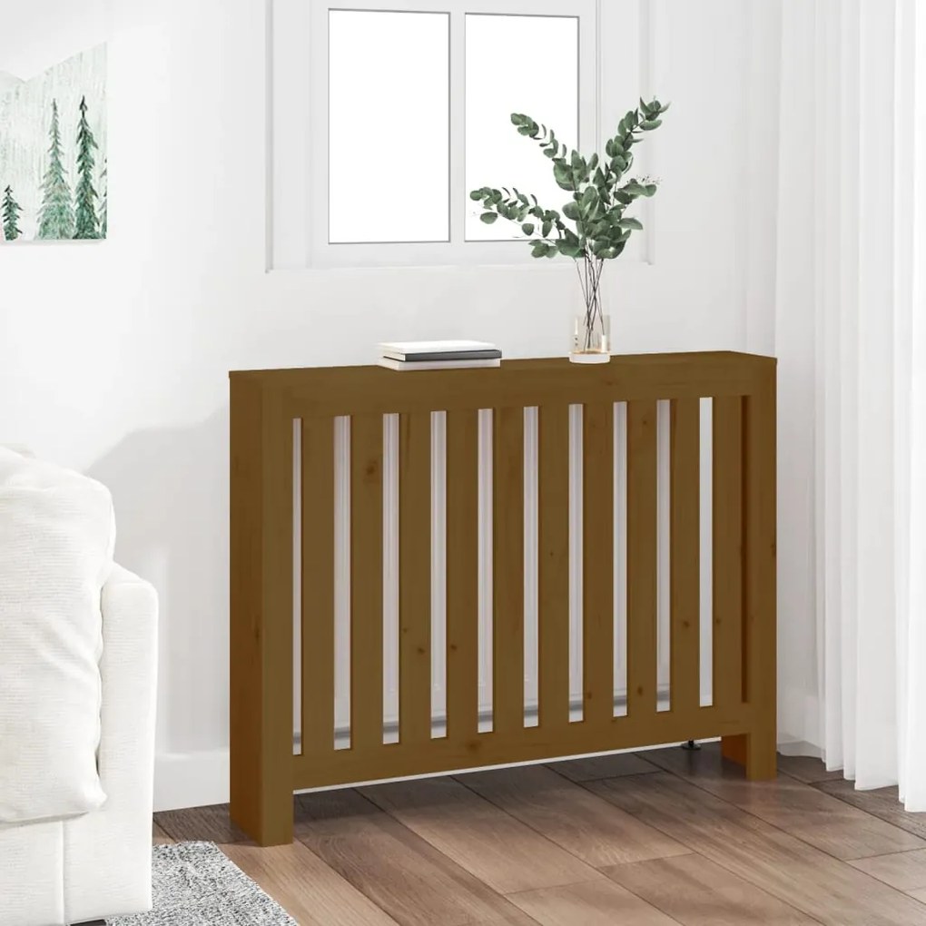 vidaXL Κάλυμμα Καλοριφέρ Καφέ μελί108,5x19x84εκ. από Μασίφ Ξύλο Πεύκου
