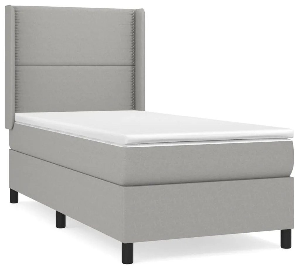 vidaXL Κρεβάτι Boxspring με Στρώμα Ανοιχτό Γκρι 80x200 εκ. Υφασμάτινο