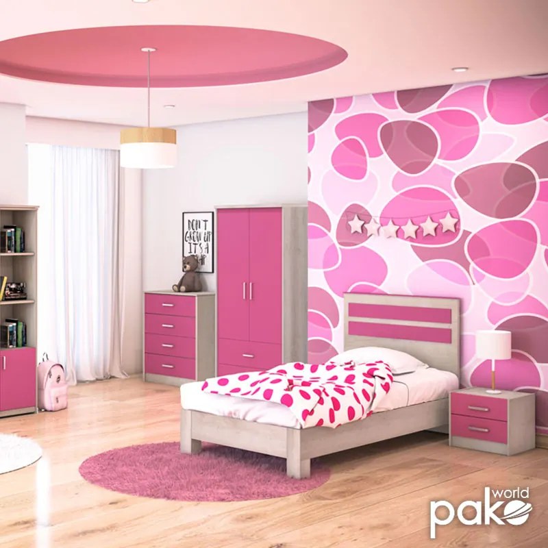Κρεβάτι παιδικό Looney pakoworld σε χρώμα castillo-ροζ 100x200εκ - 123-000077
