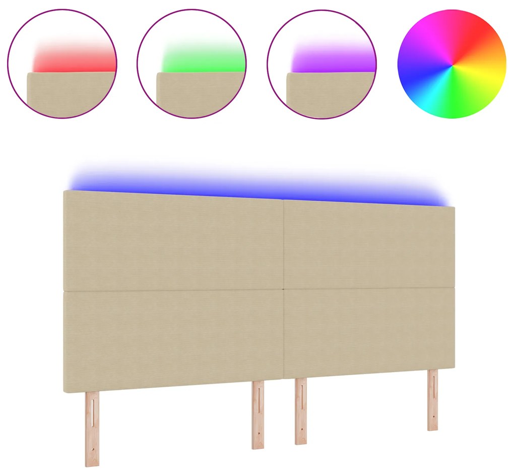 vidaXL LED κεφαλάρι με φώτα λωρίδας LED Γκρι Πράσινο 200 cm ύφασμα