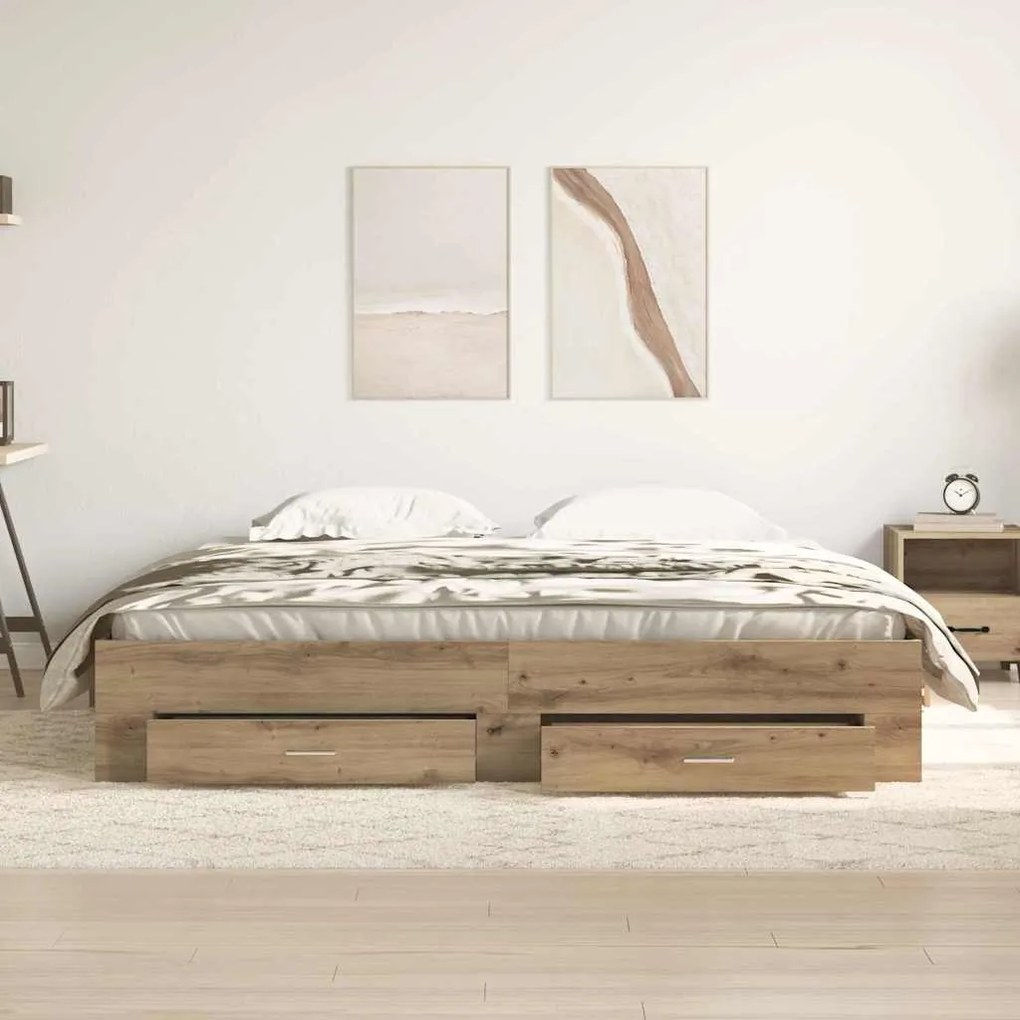 vidaXL Κρεβάτι με Συρτάρια με συρτάρι artisan δρυς 180 x 200 cm