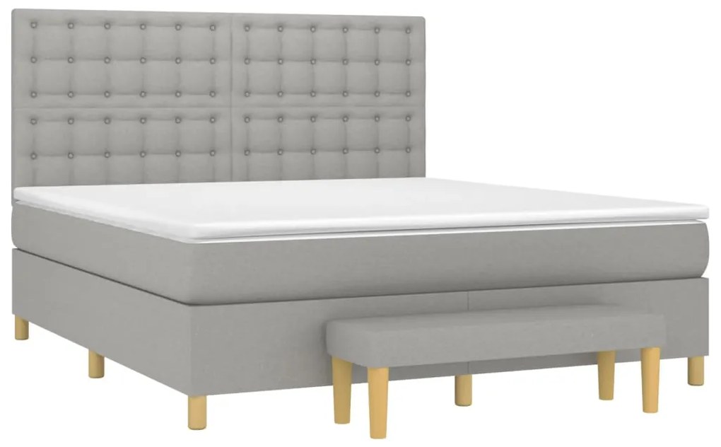 vidaXL Κρεβάτι Boxspring με Στρώμα Ανοιχτό Γκρι 180x200 εκ. Υφασμάτινο