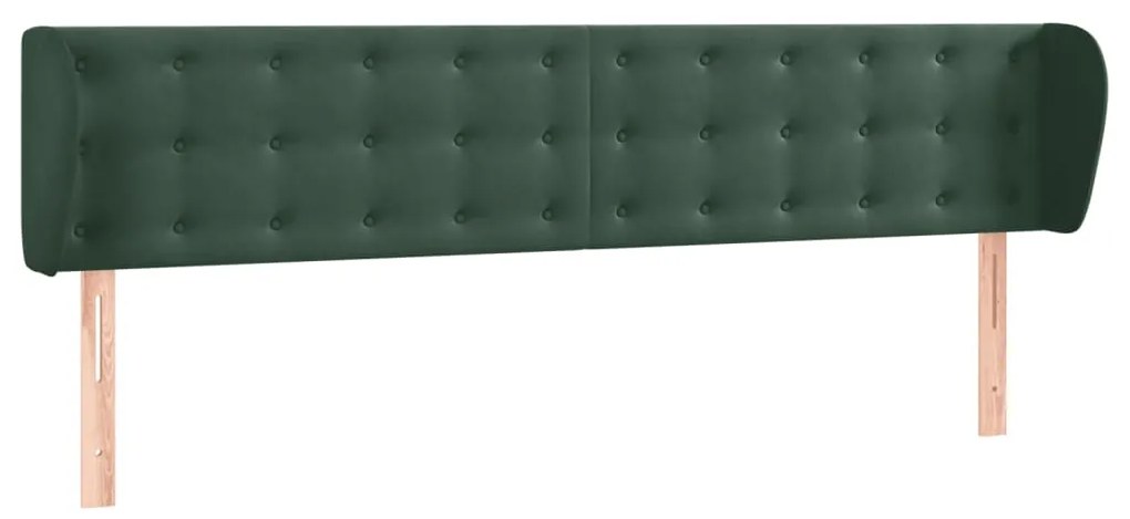 vidaXL Κεφαλάρι με Πτερύγια Σκούρο Πράσινο 163x23x78/88 εκ. Βελούδινο