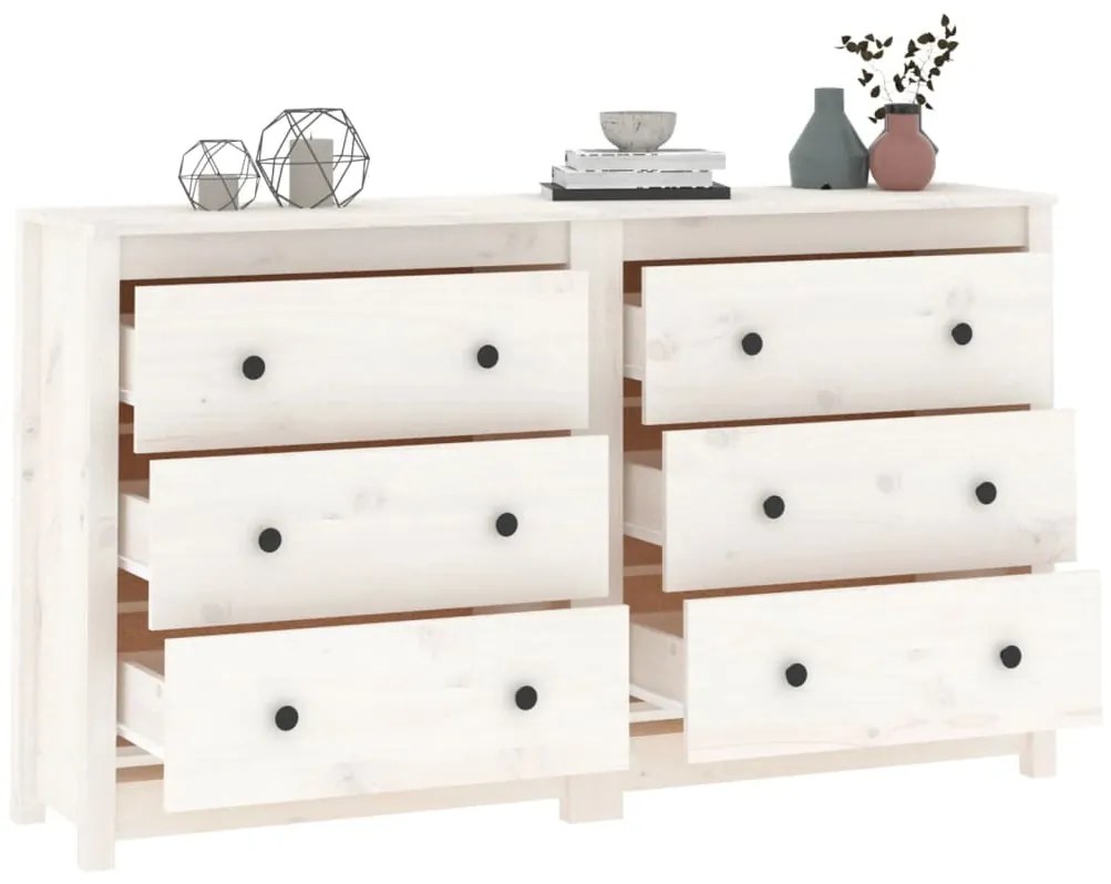 vidaXL Ντουλάπι Λευκό 140x35x80 εκ. από Μασίφ Ξύλο Πεύκου