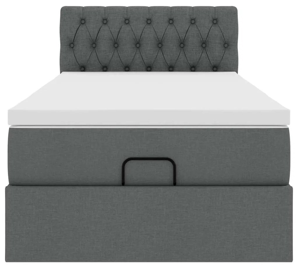vidaXL Οθωμανικό κρεβάτι με στρώμα σκούρο γκρι 100x200cm ύφασμα