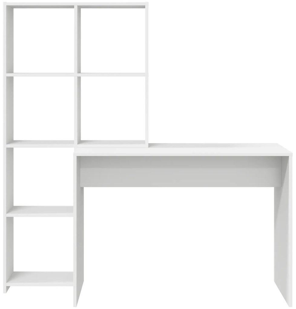 vidaXL Γραφείο με ράφι Λευκό 138.5 x 55 x 143 εκ Επεξεργασμένο ξύλο