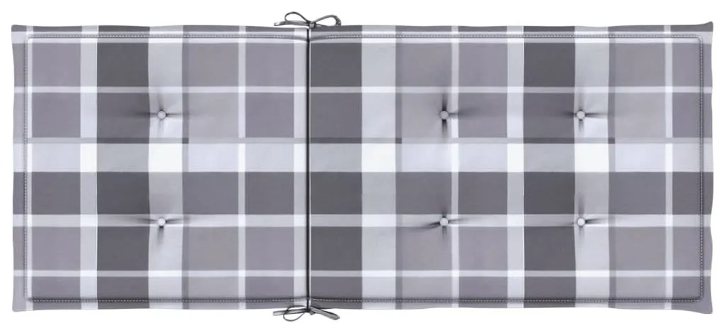 vidaXL Μαξιλάρια Καρέκλας Κήπου με Πλάτη 2 τεμ. Γκρι Καρό 120x50x3 εκ.