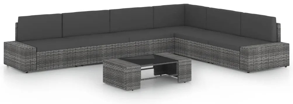 Σαλόνι Κήπου 7 Τεμαχίων Γκρι από Συνθετικό Ρατάν με Μαξιλάρια