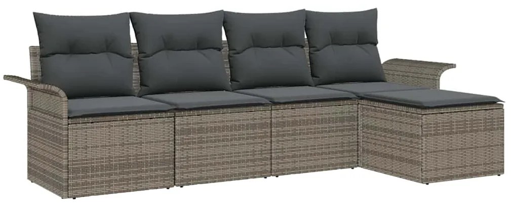 vidaXL Σετ Καναπέ Κήπου με μαξιλάρι 5 pcs Γκρι Πολυ ράταν