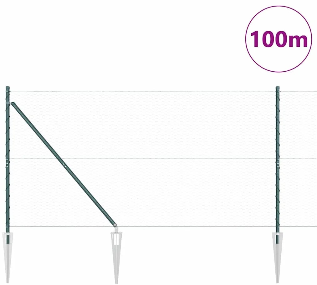 vidaXL Εξάγωνο Φράχτη Πράσινο 1.4x100 m από Ατσάλι