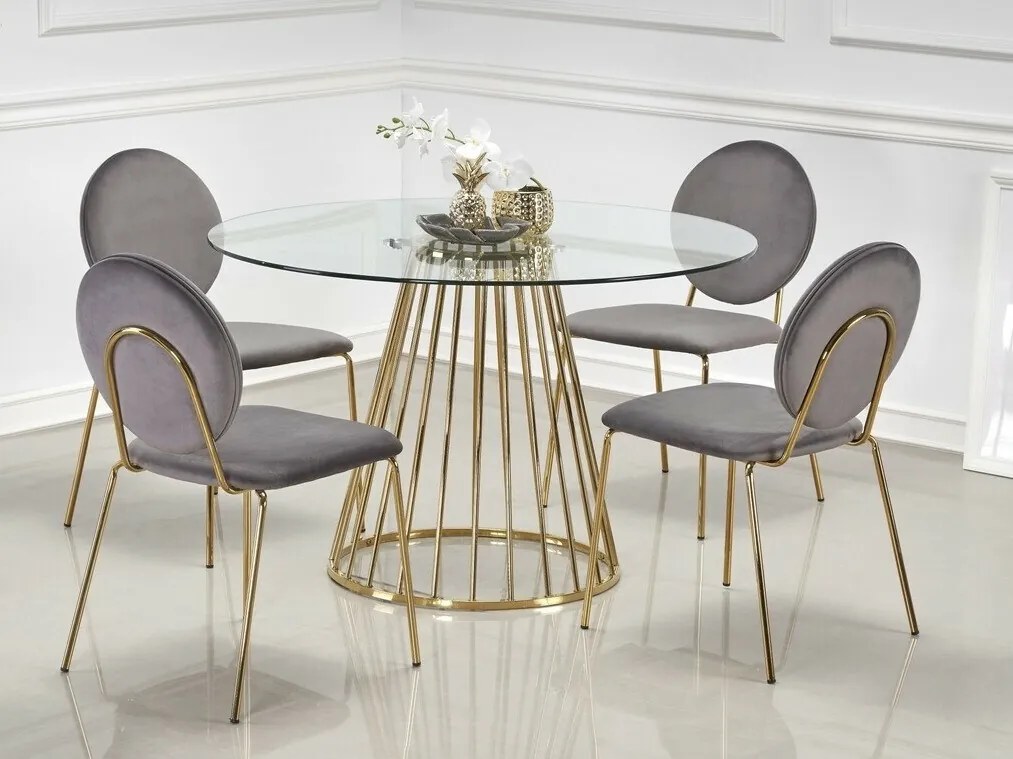 Τραπέζι Houston 1006, Χρυσό, 75cm, 41 kg, Επεξεργασμένο γυαλί, Μέταλλο | Epipla1.gr