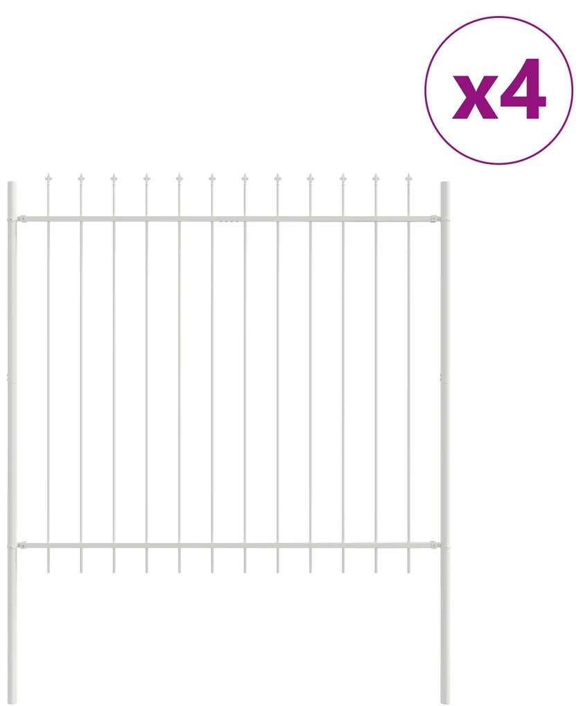 vidaXL Φράχτης Κήπου με Κορυφή Λόγχης Λευκό 6,8x1,5 μ Χάλυβας