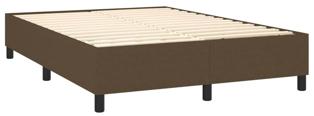 Κρεβάτι Boxspring με Στρώμα Σκούρο Καφέ 140x190 εκ. Υφασμάτινο - Καφέ