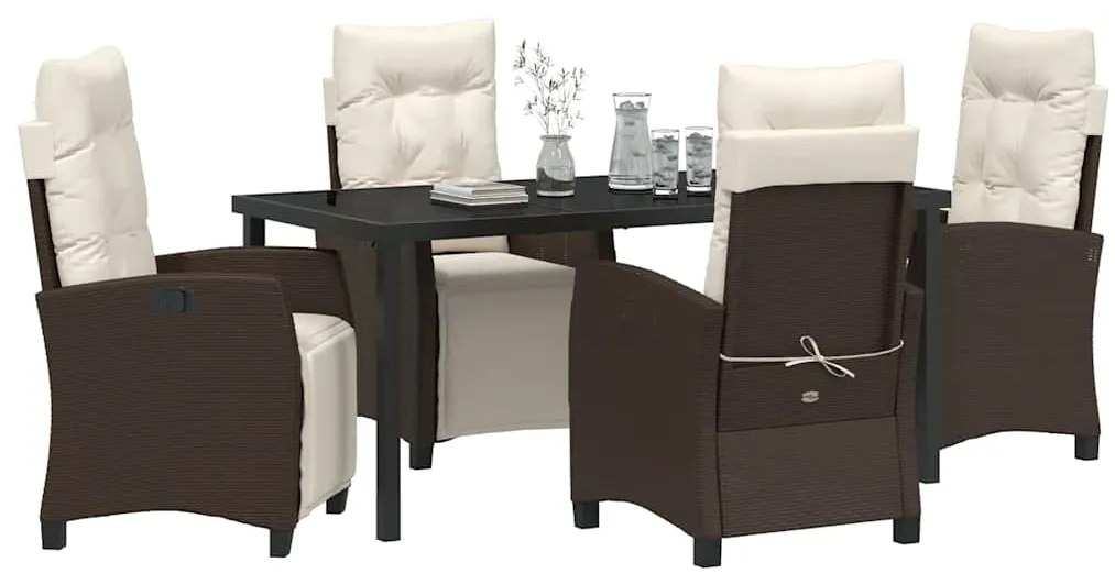 vidaXL Σέτ φαγητού για κήπο 5 pcs Καφέ συνθετικό ρατάν