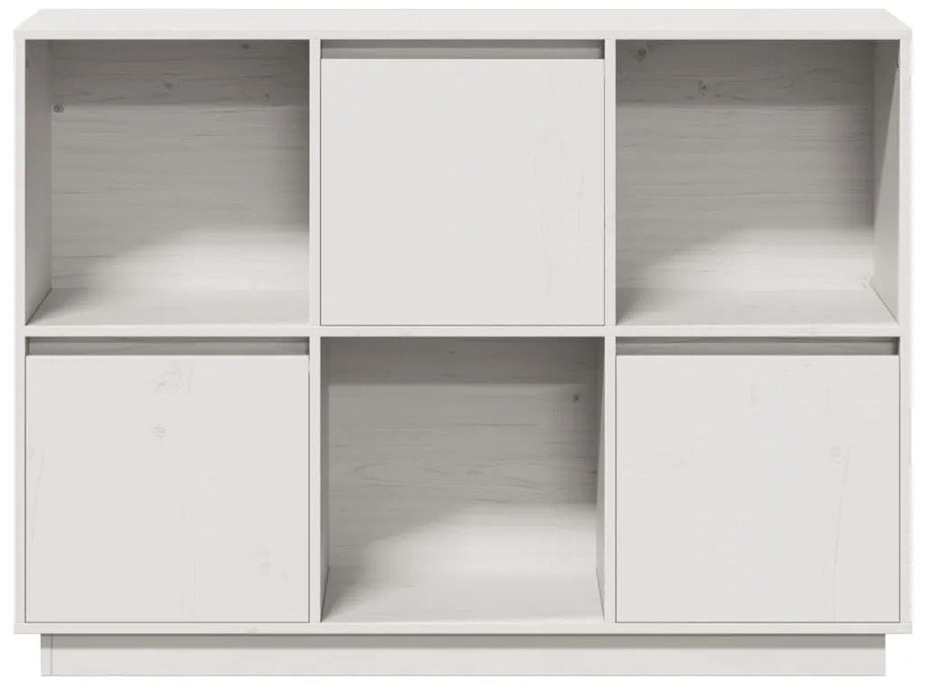 vidaXL Ντουλάπι Λευκό 110,5 x 35 x 80 εκ. από Μασίφ Ξύλο Πεύκου