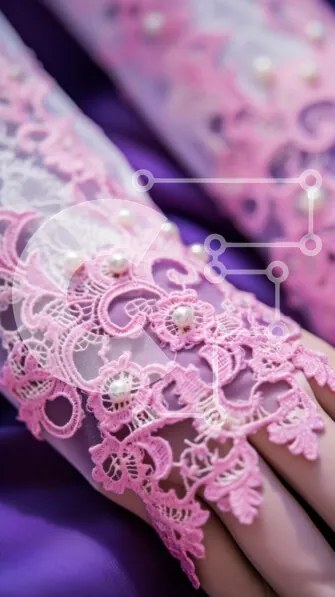 Intra Συλλεκτικό Ξύλινο Παζλ Plywood  4mm - Ζευγάρι ροζ γάντια με δαντέλα και πέρλες Σε Ξύλινο Κουτί - Διαστάσεις Puzzle: 10x10 cm – 25 κομμάτια