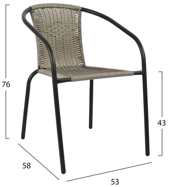 Σετ Κήπου Τραπεζαρία HM5179.01 3τεμ Γκρί Μεταλλικό με Τραπέζι 60x60x72 εκ. & 2 Καρέκλες