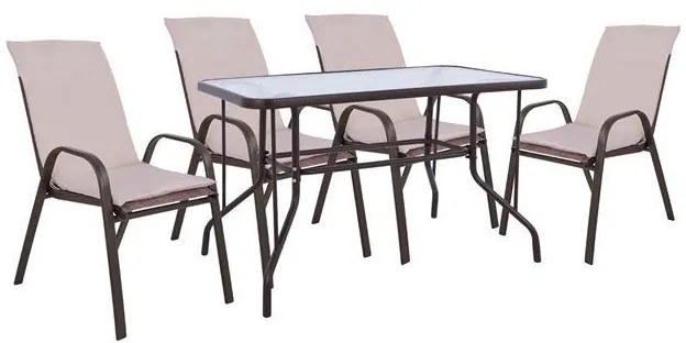 Σετ Κήπου Τραπεζαρία HM10566.02 5 τεμ Καφέ με Τραπέζι 110x60x71 εκ. &amp; 4 Καρέκλες με Μαξιλάρι