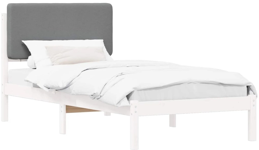 vidaXL Σκελετός Κρεβατιού με Επενδεδυμένο Κεφαλάρι Ανοιχτό γκρι