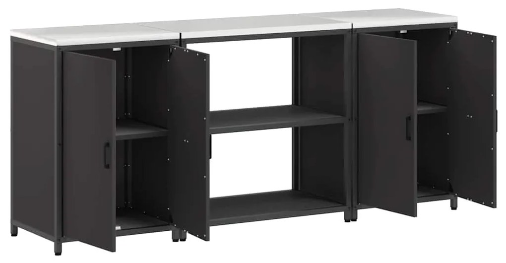 vidaXL Σετ Αποθήκευσης Κουζίνας 3 pcs Μαύρο Ψυχρής έλασης χάλυβας