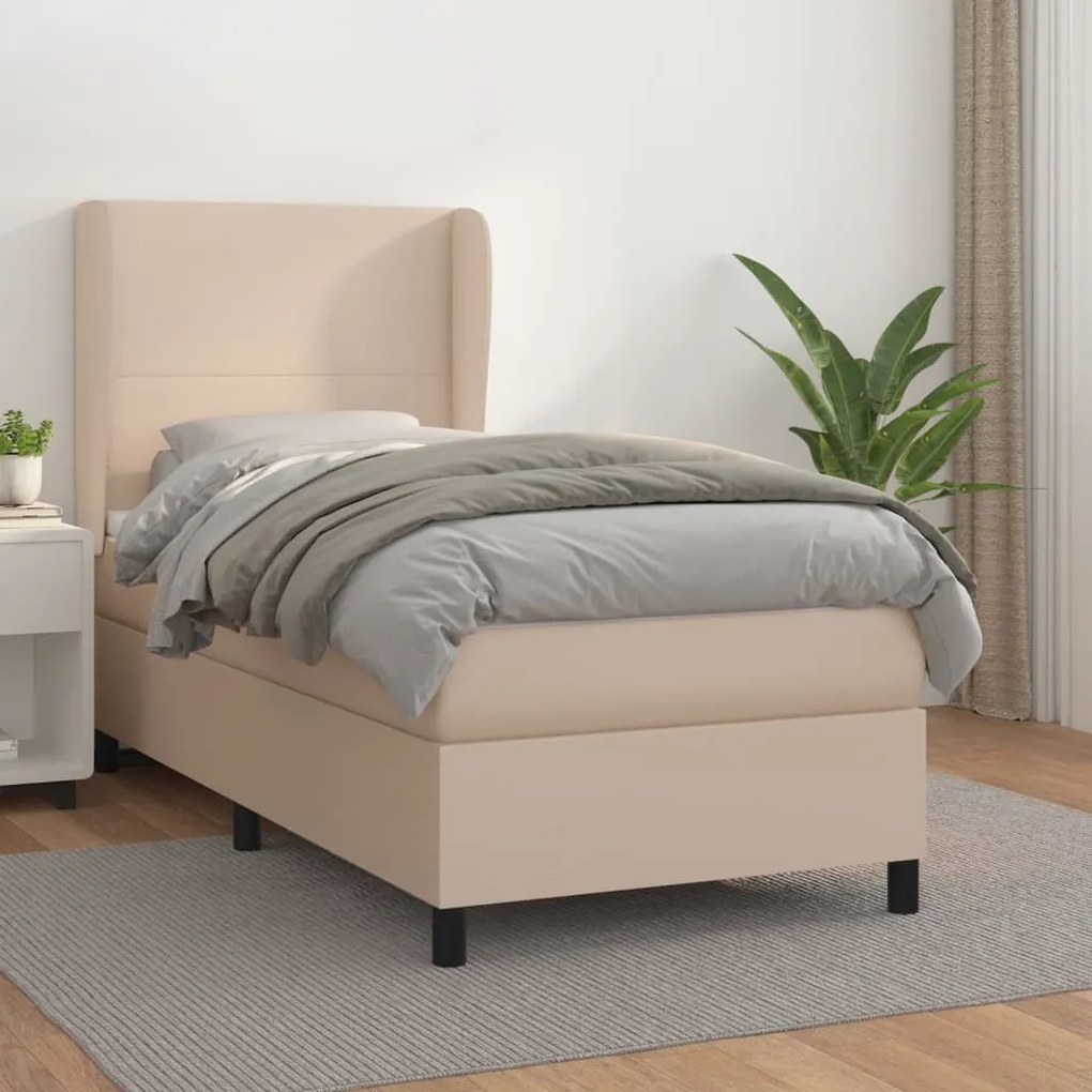 vidaXL Κρεβάτι Boxspring με Στρώμα Καπουτσίνο 80x200 εκ. Συνθ. Δέρμα