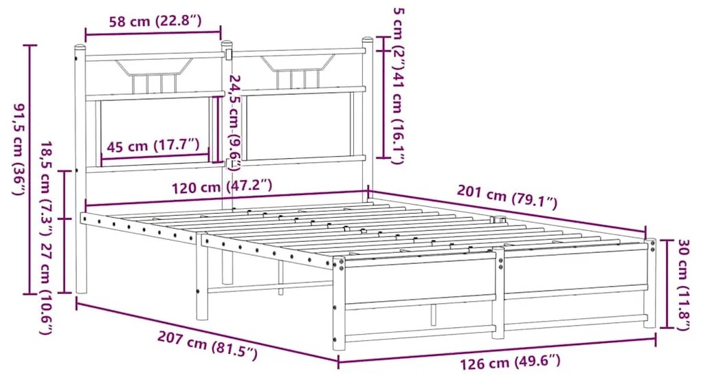 ΠΛΑΙΣΙΟ ΚΡΕΒΑΤΙΟΥ ΧΩΡ. ΣΤΡΩΜΑ SONOMA ΔΡΥΣ 120X200ΕΚ. ΕΠ. ΞΥΛΟ 4106960