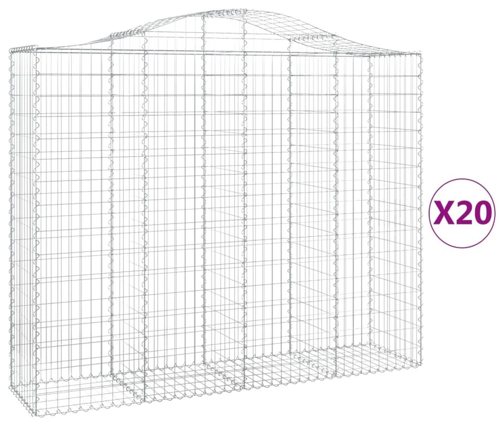 vidaXL Συρματοκιβώτια Τοξωτά 20 τεμ. 200x50x160/180 εκ. Γαλβαν. Ατσάλι