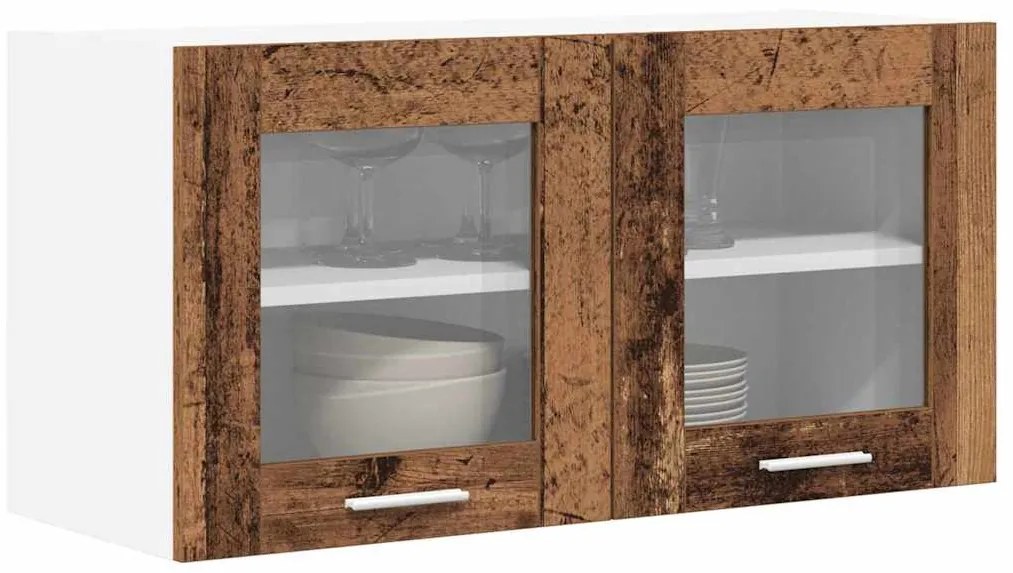 vidaXL Κρεμαστό ντουλάπι Παλαιό Ξύλο και Λευκό 80 x 31 x 40 εκ