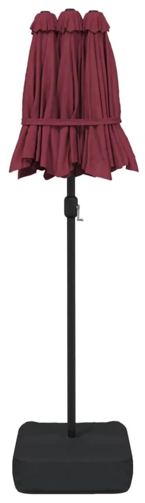 vidaXL Ομπρέλα Κήπου με Διπλή Κορυφή Μπορντό 316 x 145 εκ.