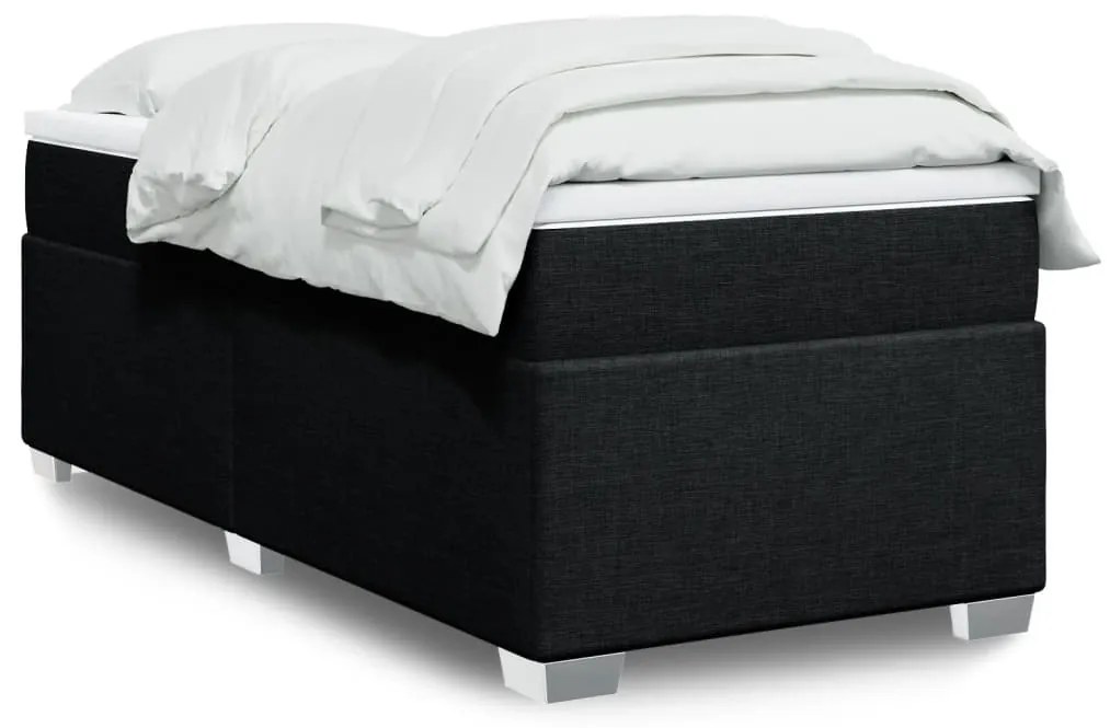 vidaXL Κρεβάτι Boxspring με Στρώμα Μαύρο 90x200 εκ. Υφασμάτινο