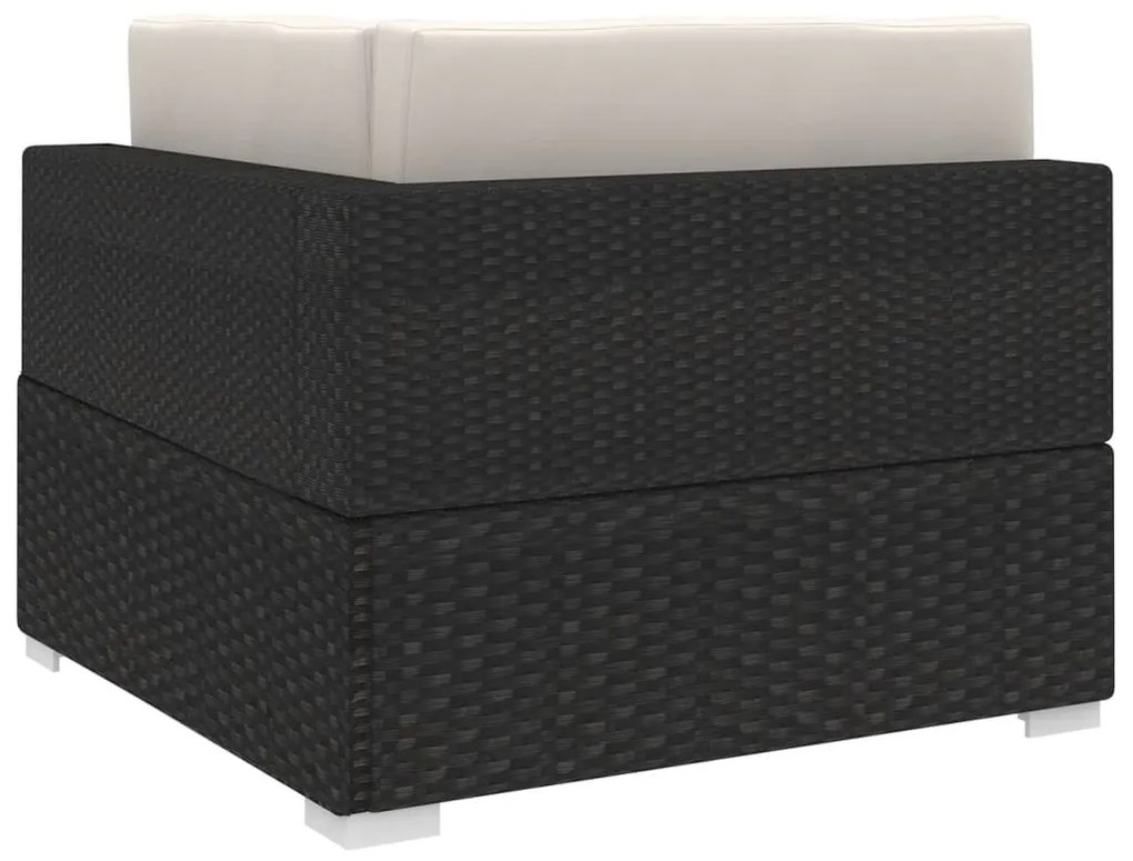 vidaXL Γωνιακό Κάθισμα Τμηματικό 1 τεμ. Μαύρο Συνθ. Ρατάν + Μαξιλάρια