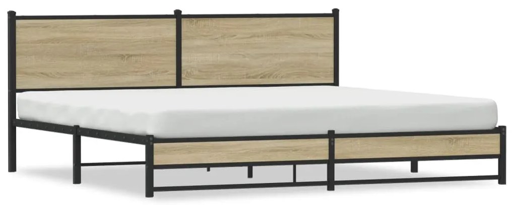 vidaXL Σκελετός Κρεβ. Χωρίς Στρώμα Sonoma Δρυς 193x203 εκ. Μεταλλικό