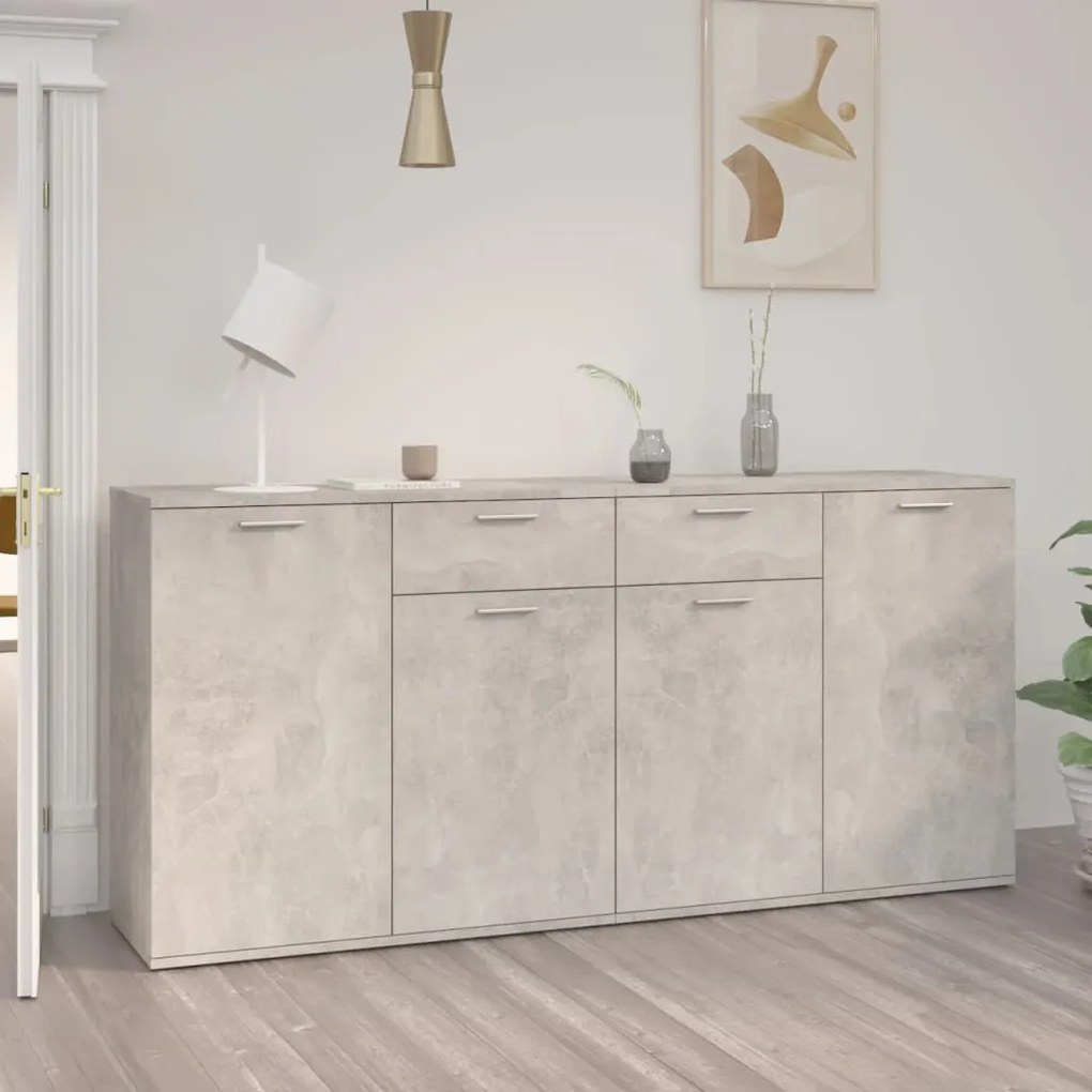 Μπουφές Γκρι Σκυροδέματος 160 x 36 x 75 εκ. από Επεξ. Ξύλο