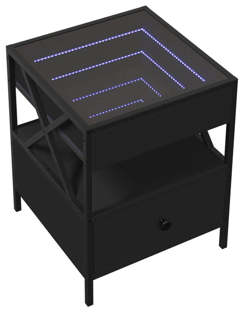 vidaXL Τραπεζάκι Σαλονιού Άπειρο Φως LED Μαύρο 40x40x51 εκ.