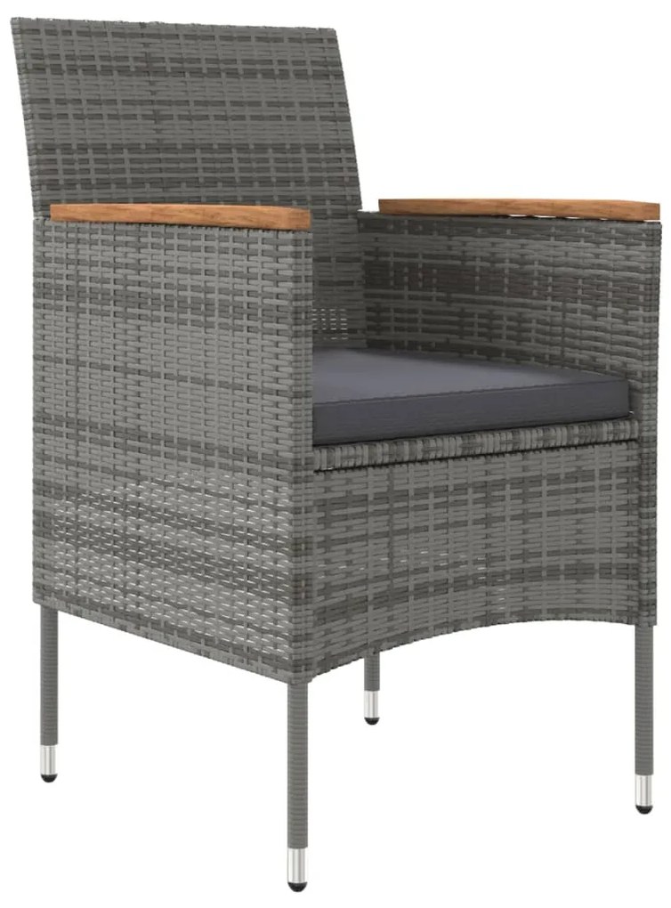 vidaXL Σετ Τραπεζαρίας Κήπου 7 τεμ. Γκρι / Μαύρο με Μαξιλάρια