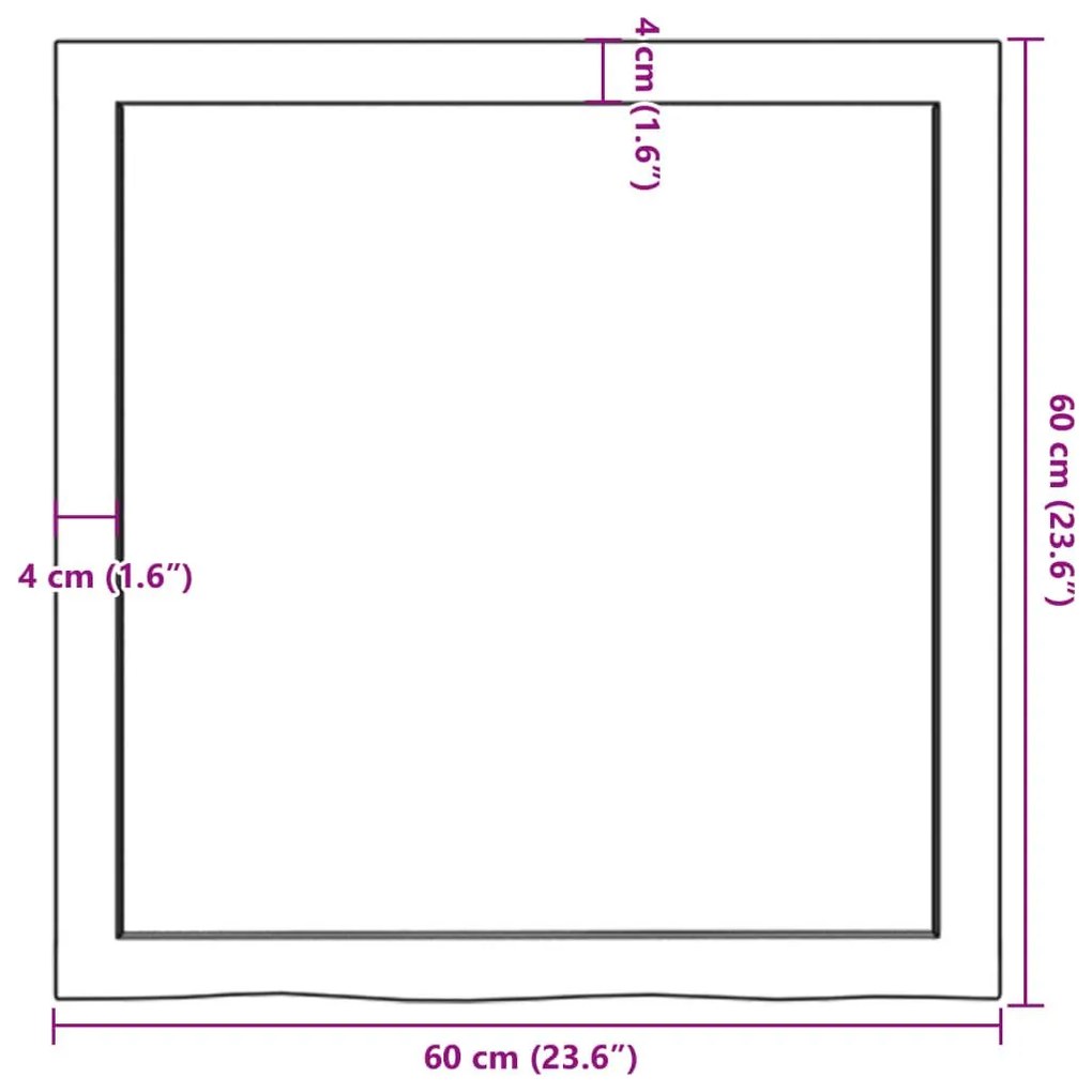 Πάγκος Μπάνιου Σκούρο Καφέ 60x60x(2-6) εκ. Επεξεργ. Μασίφ Ξύλο - Γκρι