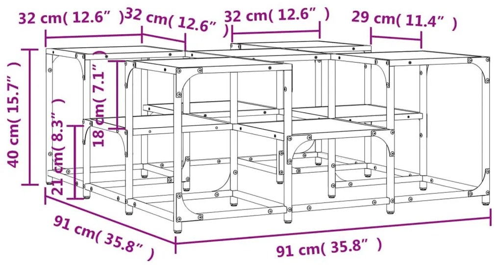 Τραπεζάκι Σαλονιού Γκρι Sonoma 91x91x40 εκ. Επεξεργασμένο Ξύλο - Γκρι