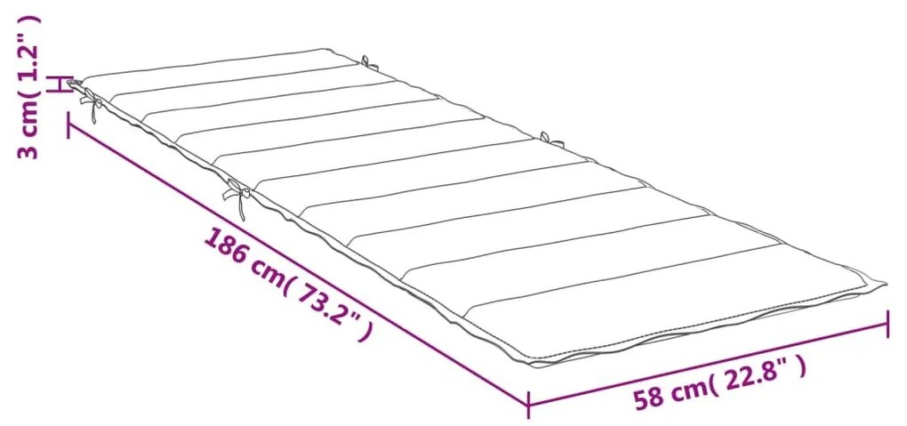 Μαξιλάρι Ξαπλώστρας Μπορντό 186x58x3 εκ. Ύφασμα - Κόκκινο