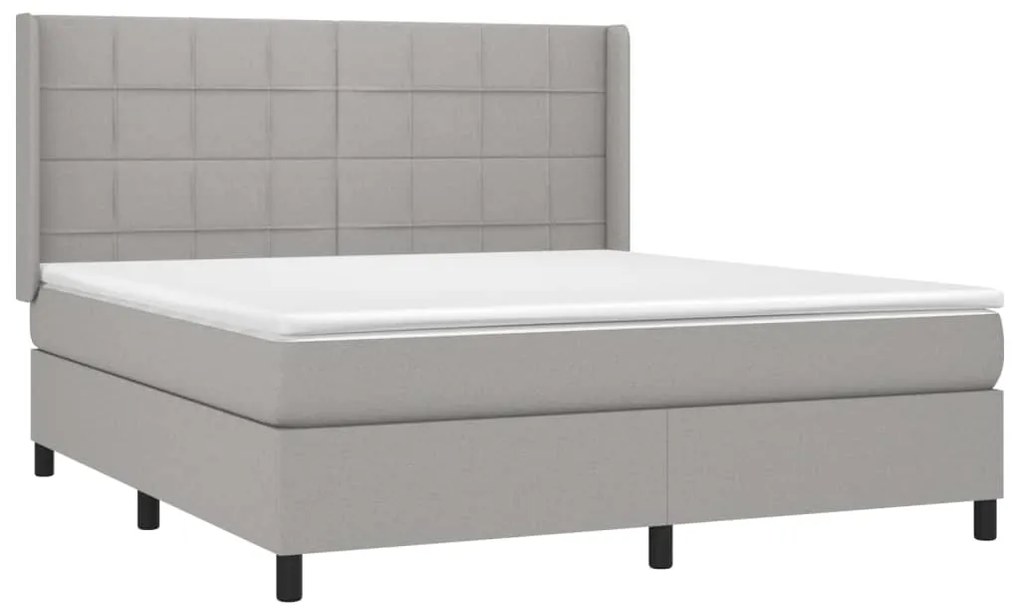 Κρεβάτι Boxspring με Στρώμα &amp; LED Αν.Γκρι 180x200εκ. Υφασμάτινο - Γκρι