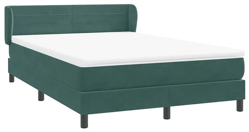 vidaXL Κρεβάτι Boxspring με Στρώμα Σκούρο Πράσινο 160x210εκ. Βελούδινο