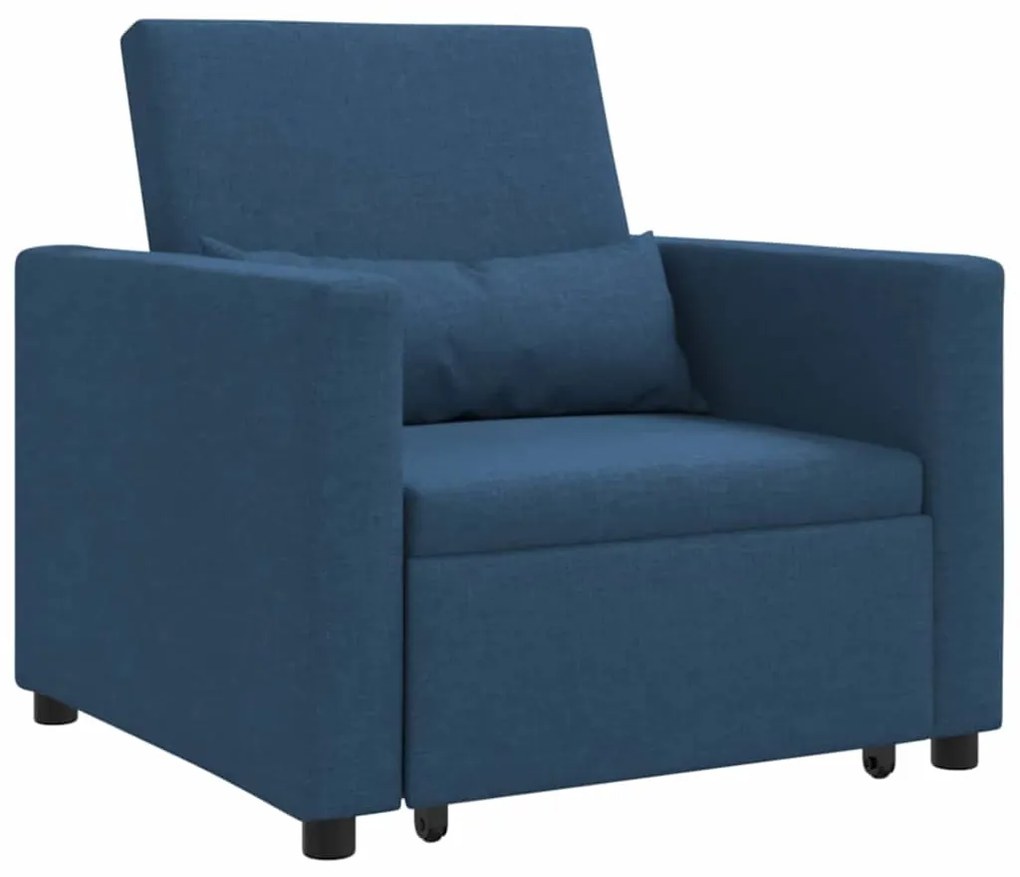 vidaXL Καναπές Κρεβάτι Μονό με τροχούς Μπλε 90 x 165 x 87 εκ. ύφασμα