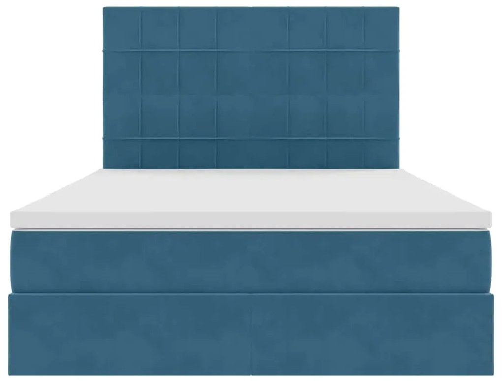 vidaXL Κρεβάτι με αποθηκευτικό χώρο και LED Σκούρο Μπλε 140 x 200 cm